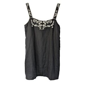 J. Crew Embroidered Linen Shift Dress Size 14 Black White NWT‎ $178